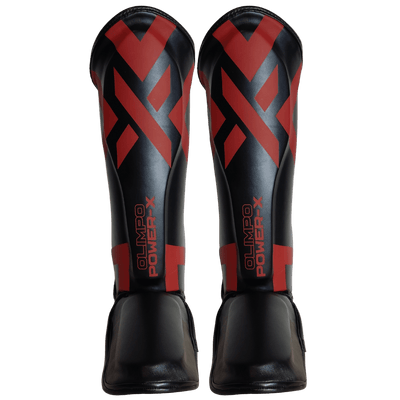 Caneleira de Muay Thai Power-X Preto e Vermelho