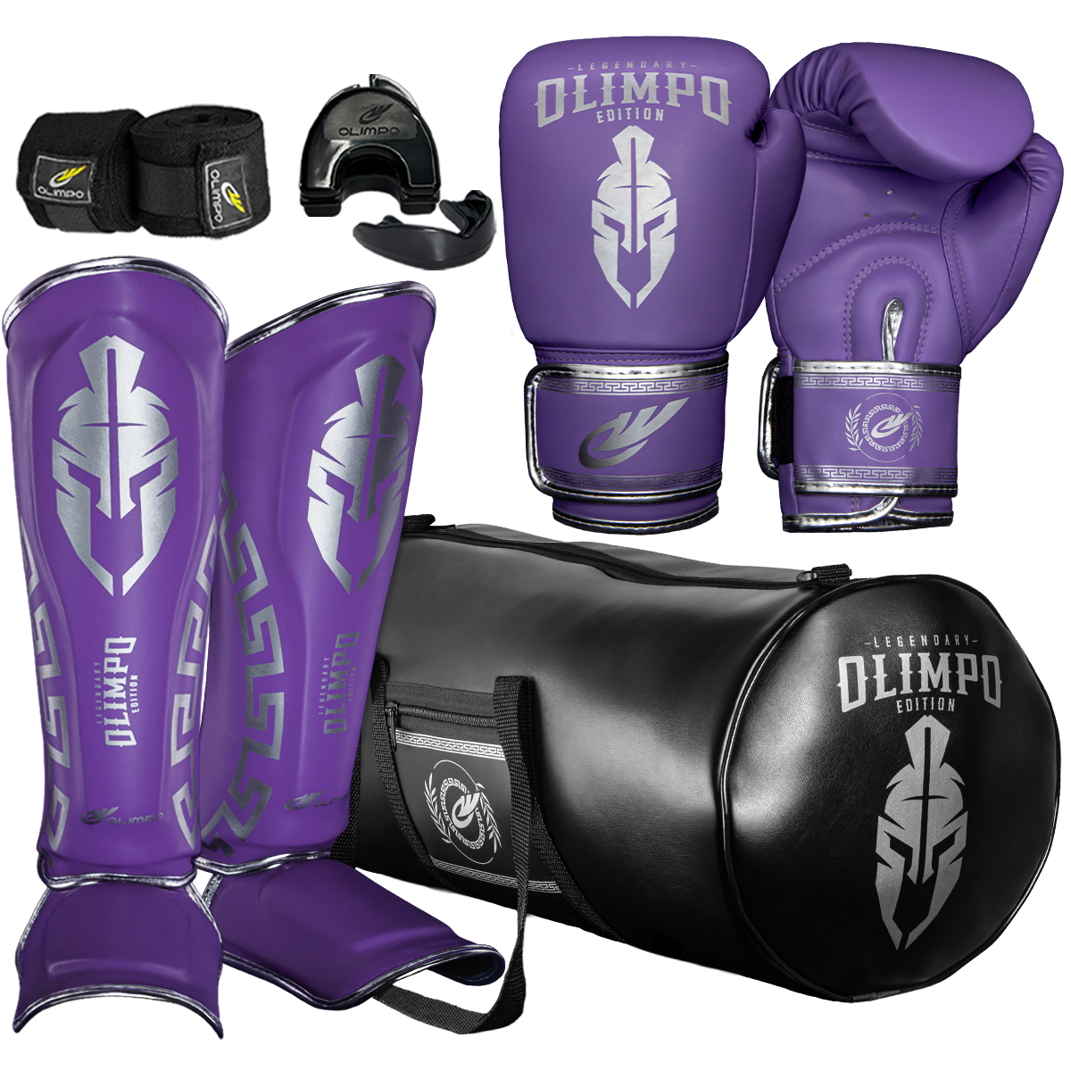 Kit Completo de Muay Thai Legendary Edition – Lilás com Prata – Olimpo