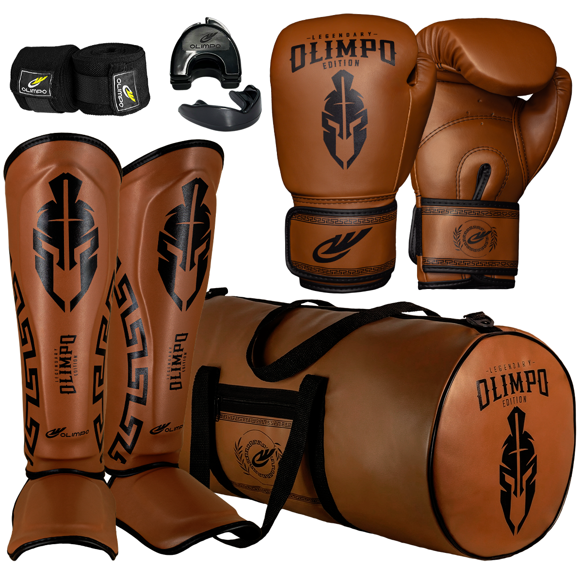 Kit Completo de Muay Thai Legendary Edition – Marrom com Preto – Olimpo