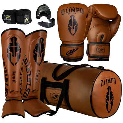 Kit Completo de Muay Thai Legendary Edition – Marrom com Preto – Olimpo