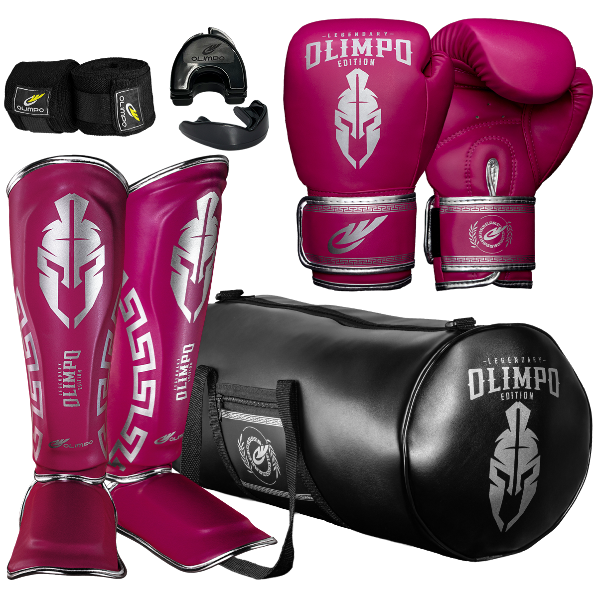 Kit Completo de Muay Thai Legendary Edition – Rosa com Prata – Olimpo