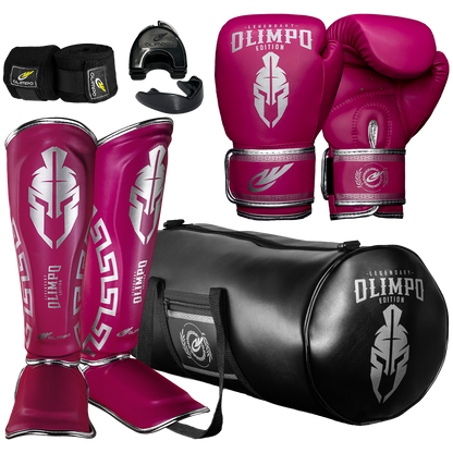 Kit Completo de Muay Thai Legendary Edition – Rosa com Prata – Olimpo