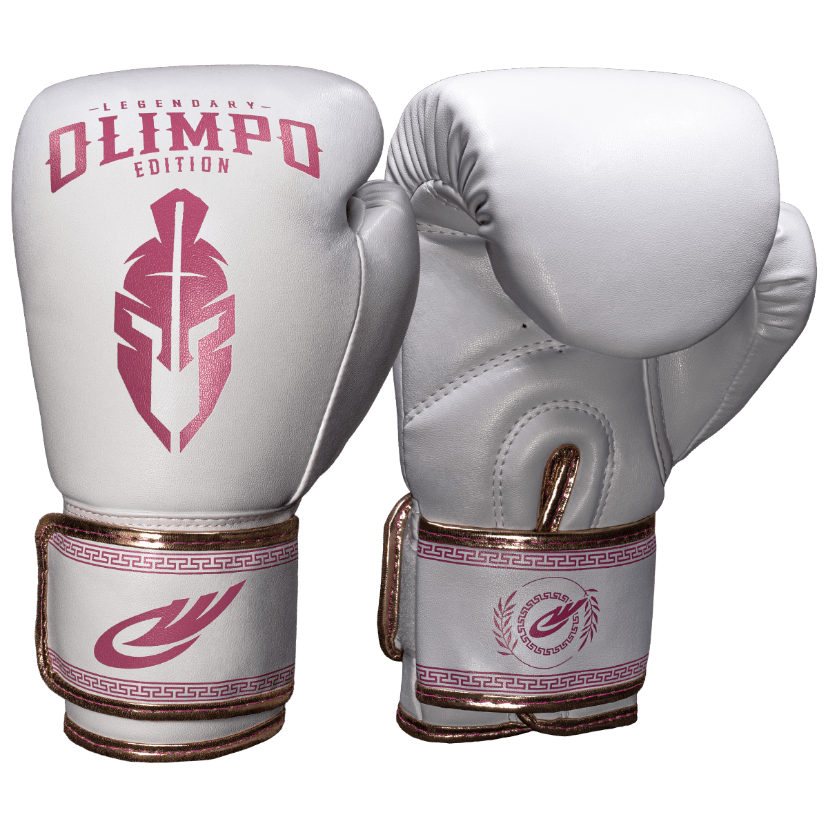 Kit Luva de Boxe, Bandagem e Bucal Legendary Edition – Branco com Rosa – Olimpo (luva, foto 1)