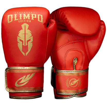 Kit Luva de Boxe, Bandagem e Bucal Legendary Edition – Vermelho com Dourado – Olimpo (luva, foto 1)