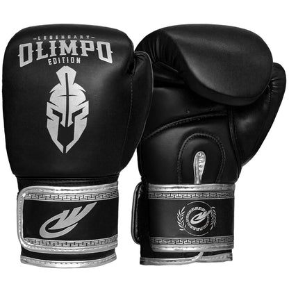 Kit Luva de Boxe, Bandagem e Bucal Legendary Edition – Preto com Prata – Olimpo (luva, foto 1)