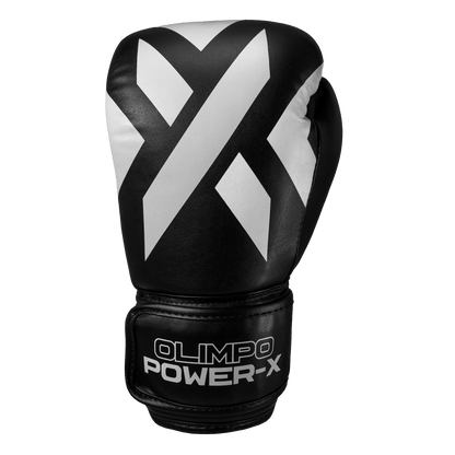Kit Luva de Boxe, Bandagem e Bucal Power-X – Preto com Branco – Olimpo (luva, foto 2)