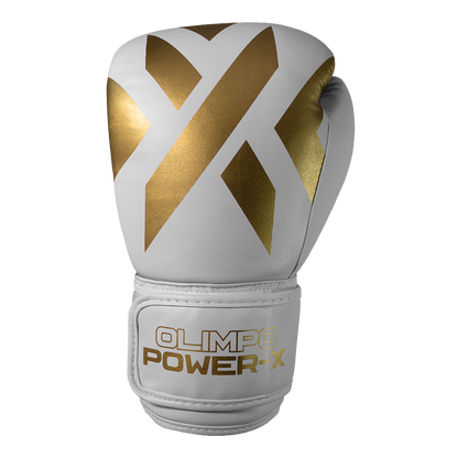Kit Muay Thai Completo Power-X – Branco com Dourado – Olimpo (luva, foto 2)