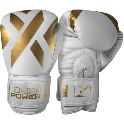 Luva de Boxe e Muay Thai Power-X - Branco e Dourado - Olimpo