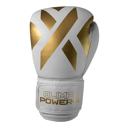 Luva de Boxe e Muay Thai Power-X - Branco e Dourado - Olimpo