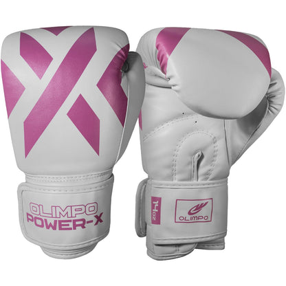 Luva de Boxe e Muay Thai Power-X - Branco e Rosa - Olimpo