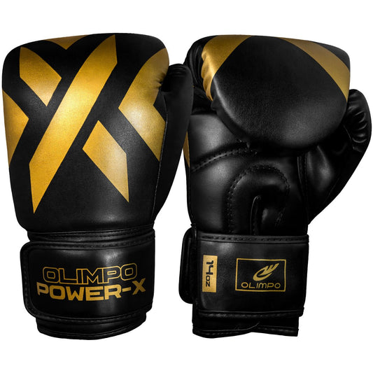 Luva de Boxe e Muay Thai Power-X - Preto e Dourado - Olimpo