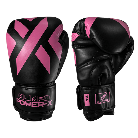 Luva de Boxe e Muay Thai Power-X - Preto e Rosa - Olimpo