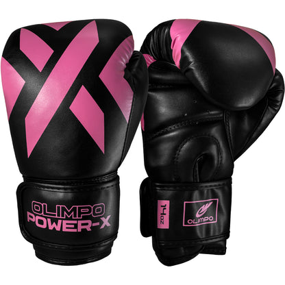 Kit Muay Thai Completo Power-X – Preto com Rosa – Olimpo (luva, foto 1)