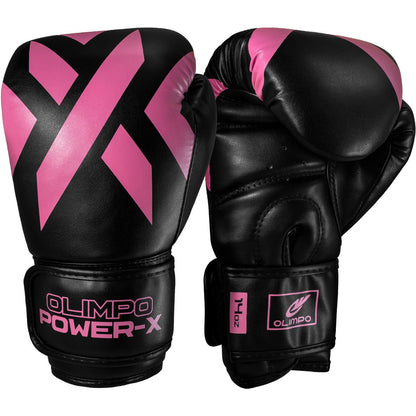 Luva de Boxe e Muay Thai Power-X - Preto e Rosa - Olimpo
