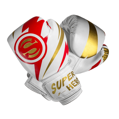Luva de Boxe e Muay Thai Super - Hero - Branco e Vermelho - Olimpo