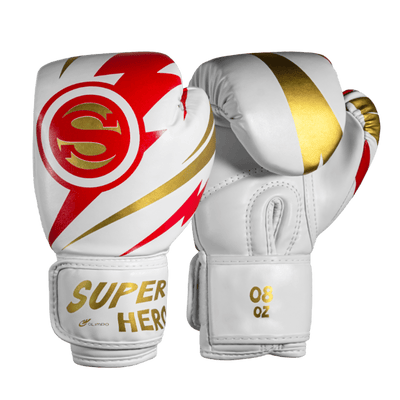 Luva de Boxe e Muay Thai Super - Hero - Branco e Vermelho - Olimpo