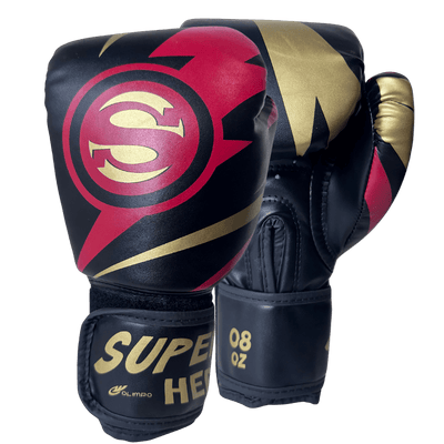 Luva de Boxe e Muay Thai Super-Hero Preto e Vermelho