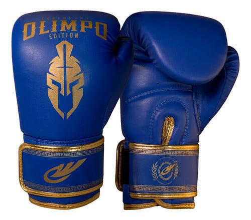 Luva de Muay Thai e Boxe Legendary Edition - Azul Com Dourado - Olimpo