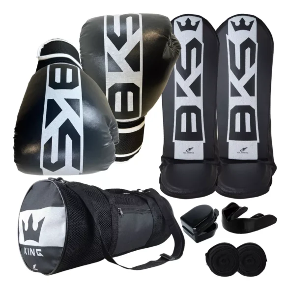 Kit Muay Thai Boxe Luva Caneleira Bolsa Band. Bucal Feminino